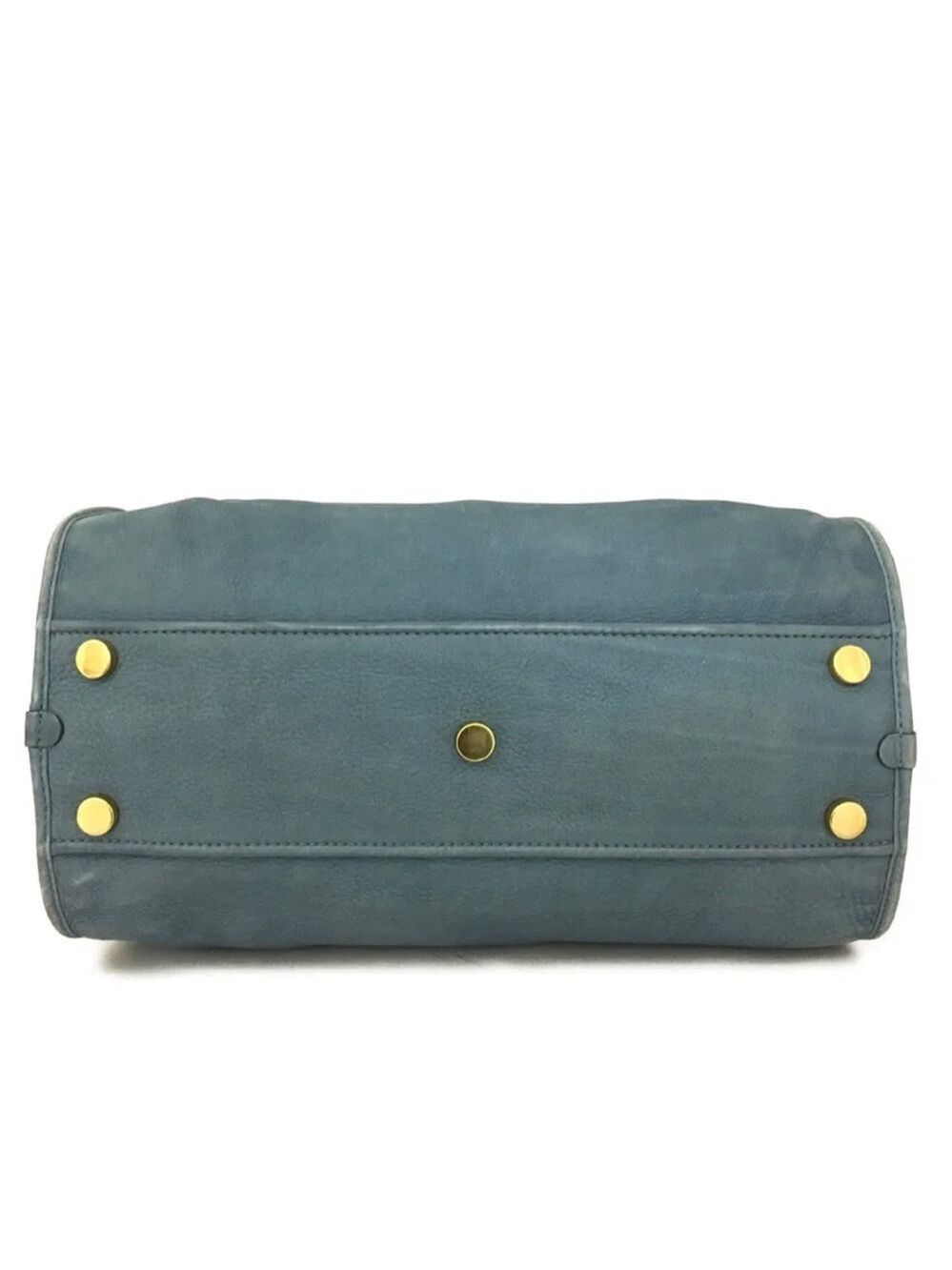 Authentic GUCCI Blue/Green Nubuck Leather Tote Satchel Bag - Picture 6 of 11